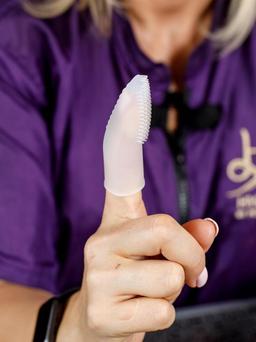 Soft silicone brush stocking-shaped for dogs and cats