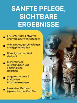 Aroma Spray Balm | Leave-in Care Spray for Cats & Dogs | Detangles Fur & Gives Shine | White Tea Fragrance 200 ml