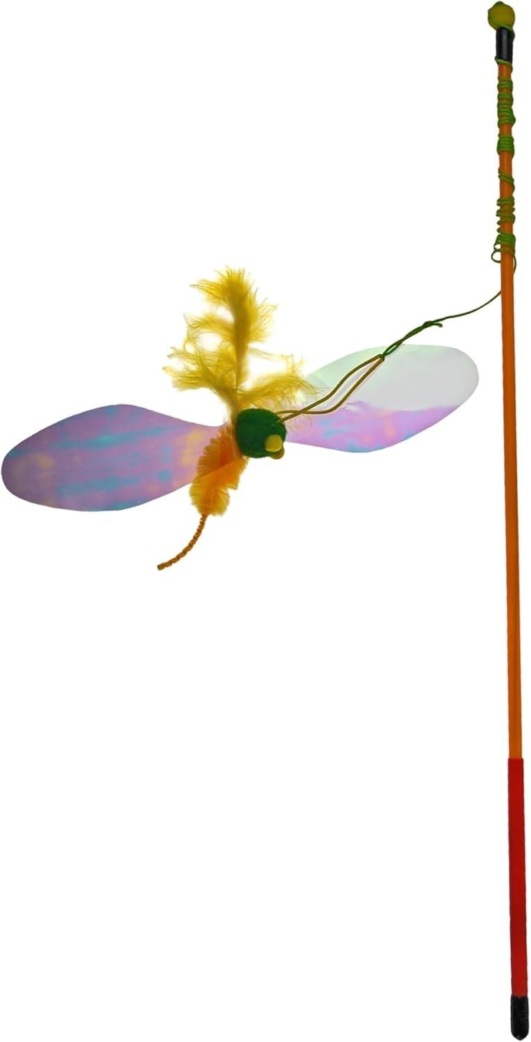 Cat Toy for Cats, Interactive Cat Fishing Rod with Extendable Spin Rod, Bird Orange, Activity Toy for Home Cats, Activates Hunting Instinct and Movement