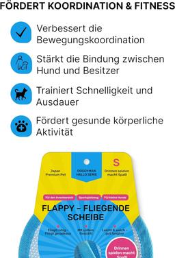 Frisbee für Hund | Aller Rassen | Wurfscheibe Hundefrisbee mit Weichem Material | Helle Farbe Hunde Frisbee Scheibe Fördert Bewegung, Ausdauer & Bindung | Größe S (12cm Durchmesser) | Blau