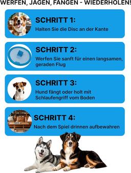 Frisbee für Hund | Aller Rassen | Wurfscheibe Hundefrisbee mit Weichem Material | Helle Farbe Hunde Frisbee Scheibe Fördert Bewegung, Ausdauer & Bindung | Größe S (12cm Durchmesser) | Blau