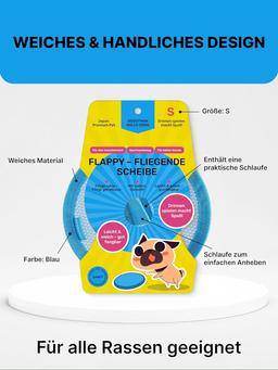 Frisbee für Hund | Aller Rassen | Wurfscheibe Hundefrisbee mit Weichem Material | Helle Farbe Hunde Frisbee Scheibe Fördert Bewegung, Ausdauer & Bindung | Größe S (12cm Durchmesser) | Blau