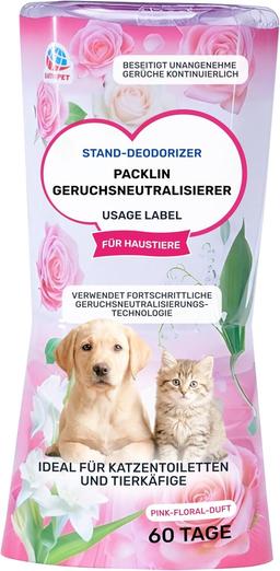 Geruchsneutralisierende Flüssigkeit | Packlin Flüssigkeit mit Rosa-Blüten-Duft | 3-fache Geruchsbeseitigung | Langanhaltende Frische dank Top-Drip-Technologie | 400 ml