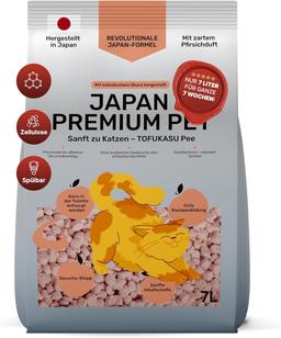 Tofu Cat Litter Clumping Litter with Peach Scent - Vegetable Cat Litter Made of Okara (Soybean Fiber) and Starch, Extra Absorbent, Low Dust, Strong Odour Control, for Cat Litter Tray
