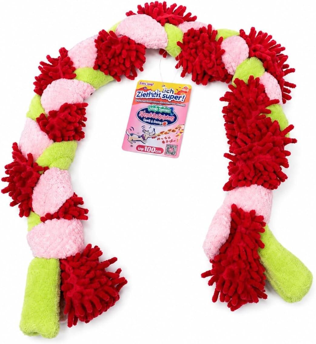 Fune giocattolo per cani con squittio, giocattolo da masticare per cani di piccola e media taglia, robusto e durevole, gioco interattivo e gioco di lancio, 100 cm