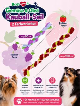 Fune giocattolo per cani con squittio, giocattolo da masticare per cani di piccola e media taglia, robusto e durevole, gioco interattivo e gioco di lancio, 100 cm