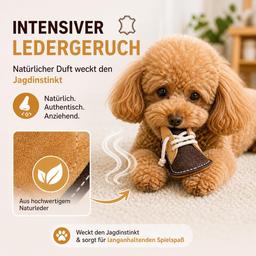 Leather Dog Toy Boots for Small and Mini Dogs Robust & Bite Resistant Dental Care & Gum Massage Chew Toy for Training & Behavior Correction