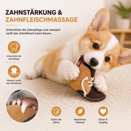 Leather Dog Toy Boots for Small and Mini Dogs Robust & Bite Resistant Dental Care & Gum Massage Chew Toy for Training & Behavior Correction