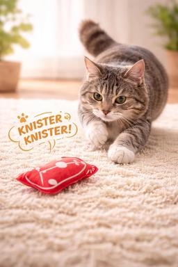 Katzen Spielzeug mit Matatabi 2er Set – Knisternde Kissen für selbstständiges Spielen – Fördert Entspannung & Aktivität – 10×6,5 cm