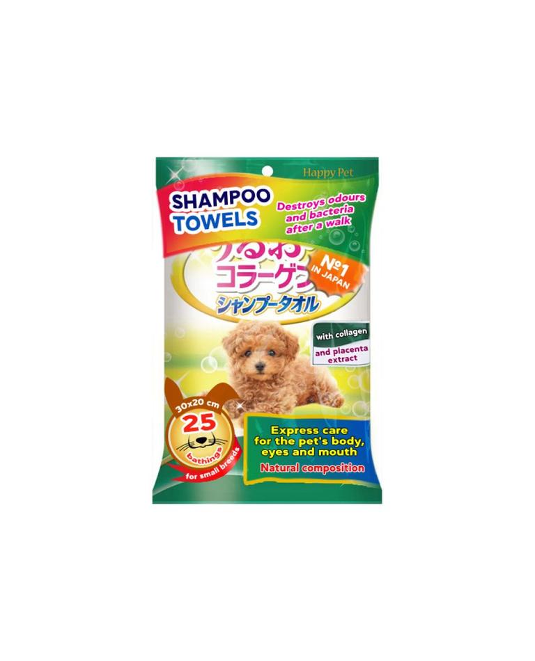 Shampoo-Tücher  für mittlere und kleine Hunde zum schnellen Baden ohne Wasser mit Kollagen und Plazenta, 25 St..