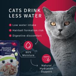 Nassfutter für Katzen „Moment des Glücks“ mit Krabbe & Thunfisch, für Mundhygiene, getreidefrei, saftig, hochwertig, Pre
