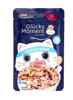 Nassfutter für Katzen „Moment des Glücks“ mit Garnelen & Bonito Thunfisch, Verdauung unterstützen, getreidefrei, saftig,