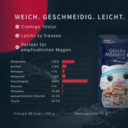 Nassfutter für Katzen „Moment des Glücks“ mit Garnelen & Bonito Thunfisch, Verdauung unterstützen, getreidefrei, saftig,