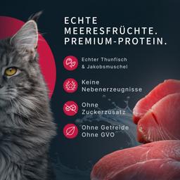 Katzen Nassfutter „Moment des Glücks“ – Thunfisch & Jakobsmuschel mit Bonito, Premium Katzenfutter im Beutel, für steril