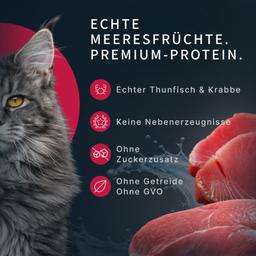 Katzen Nassfutter „Moment des Glücks“ – Thunfisch & Krabbe mit Bonito, Premium Katzenfutter im Beutel, für sterilisierte