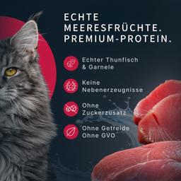 Katzen Nassfutter „Moment des Glücks“ – Thunfisch & Garnelen mit Bonito, Premium Katzenfutter im Beutel, für sterilisier