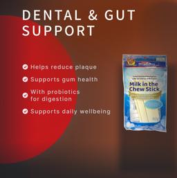 Dental Sticks für Hunde – Milch-Kaustangen mit Laktobakterien zur Vorbeugung von Zahnstein und Zahnbelag, Größe M, 80 g