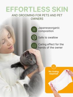 Shampoo-Tücher zum schnellen Baden ohne Wasser mit Kollagen und Plazenta für Katzen, 25 St. 2