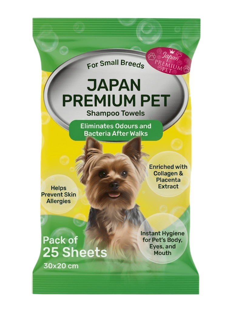 Shampoo-Tücher  für mittlere und kleine Hunde zum schnellen Baden ohne Wasser mit Kollagen und Plazenta, 25 St..