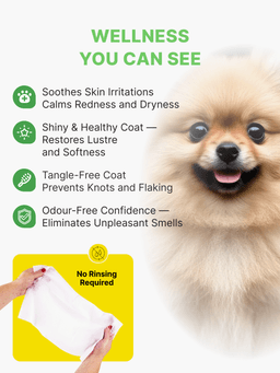 Shampoo-Tücher  für mittlere und kleine Hunde zum schnellen Baden ohne Wasser mit Kollagen und Plazenta, 25 St.. 2