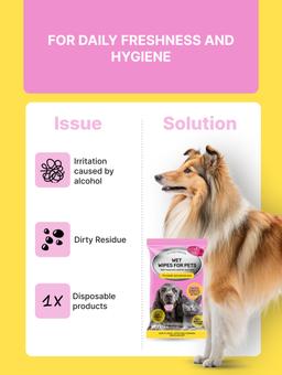 Wet wipes for basic mouth, ears and eyes care for dogs and cats, 90 pcs. 5
