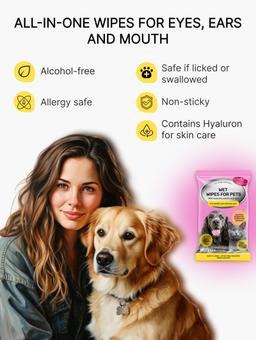 Wet wipes for basic mouth, ears and eyes care for dogs and cats, 90 pcs. 7