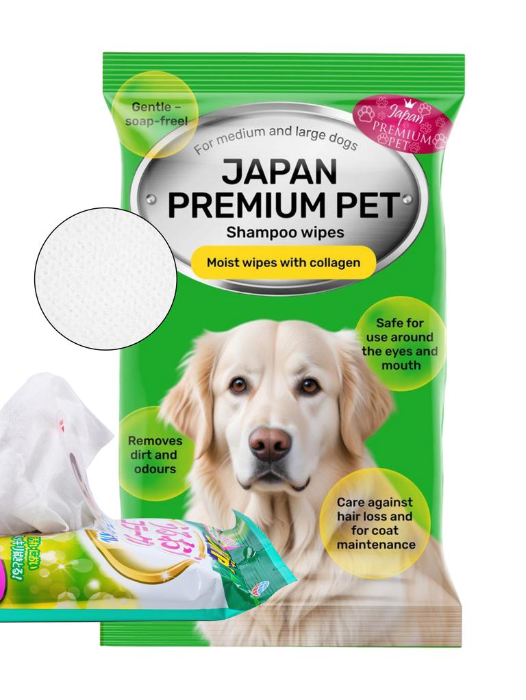 Shampoo-Tücher für große Hunde zum schnellen Baden ohne Wasser mit Kollagen und Plazenta, 15 St..