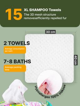 Toallitas champú para Perros con baño exprés sin agua con colágeno y placenta, 15 Uds. 5
