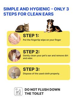 Toallitas húmedas anatómicas en forma de dedo para el cuidado de los oídos y la prevención de la otitis media en perros y gatos, 35 uds. 4