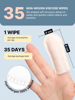Anatomical wet fingertip wipe to eliminate lacrimal tracks and care for the eyes of dogs and cats, 35 pcs. 5