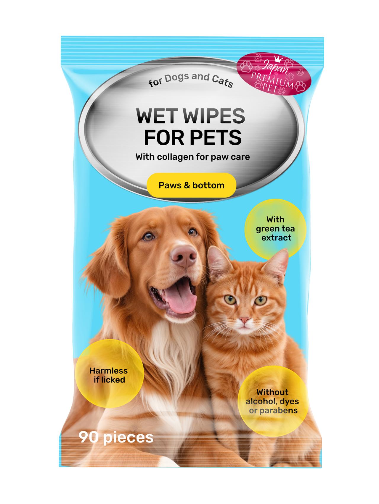Toallitas húmedas para perros y gatos para el cuidado básico de patas y cola, 90 Uds.