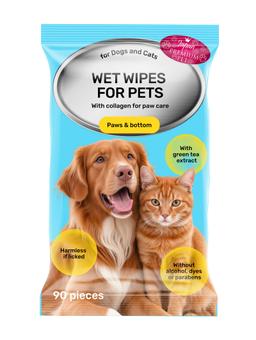 Toallitas húmedas para perros y gatos para el cuidado básico de patas y cola, 90 Uds. 1