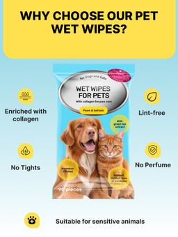 Toallitas húmedas para perros y gatos para el cuidado básico de patas y cola, 90 Uds. 6
