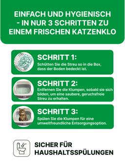 Żwirek dla kota typu tofu z naturalnym jabłkiem. Zbrylający się i nadający się do spłukiwania w toalecie. Granulat tabletkowy. Pojemność: 7 litrów. 2