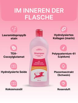 Champú con colágeno y placenta. Para gatos y perros. Con aroma a rosas, 350 ml. 2