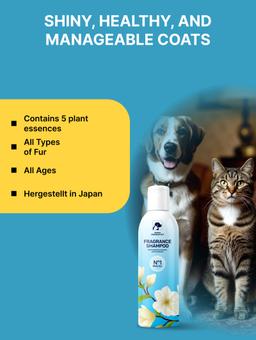 Shampoing pour Chien et Chat-275 ML | Shampoing pour Chien Peau Sensible pH 5.5 | Shampoing Chien Poils Longs et Shampoing pour Chat pour Pelage Brillant et Soyeux | Parfum de Roses 8