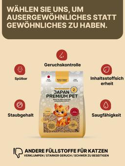 Wiesengräser pelletierte Katzenstreu Japan Premium Pet zum Training von Kätzchen, Klumpen und Toilettenspülungen, 7 L 2