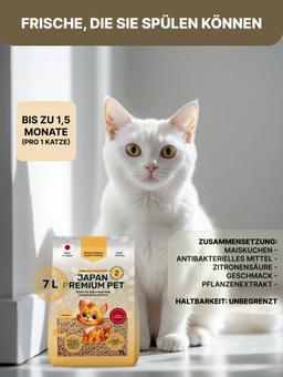 Wiesengräser pelletierte Katzenstreu Japan Premium Pet zum Training von Kätzchen, Klumpen und Toilettenspülungen, 7 L 5