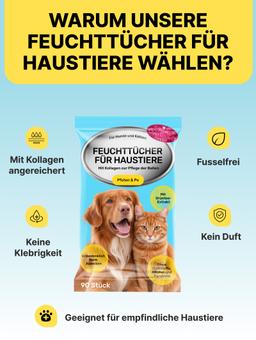 Nasstücher für Basispflege für Pfoten und Bereich unter dem Schwanz von Hunden und Katzen. 90 St. 4