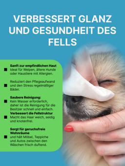 Shampoo-Tücher zum schnellen Baden ohne Wasser mit der Hautallergie-Präventionsfunktionund trockener Dermatitis vorzubeugen. Mit Seidenprotein und Honigextrakt. Für kleine und mittlere Hunde. 25 St. 6