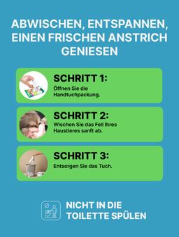 Shampoo-Tücher zum schnellen Baden ohne Wasser mit der Hautallergie-Präventionsfunktionund trockener Dermatitis vorzubeugen. Mit Seidenprotein und Honigextrakt. Für kleine und mittlere Hunde. 25 St. 10