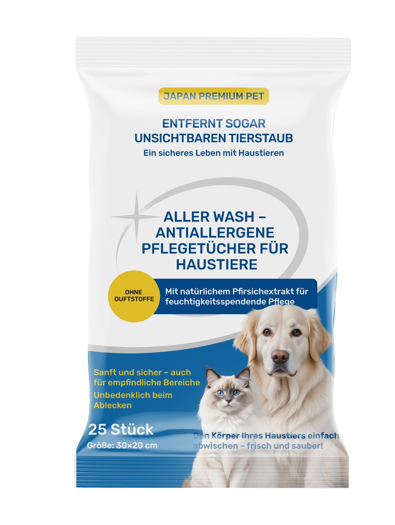 Mittel zur Entfernung von Allergenen aus Tierhaaren in Form von Feuchttüchern, 25 St., 20x30 cm