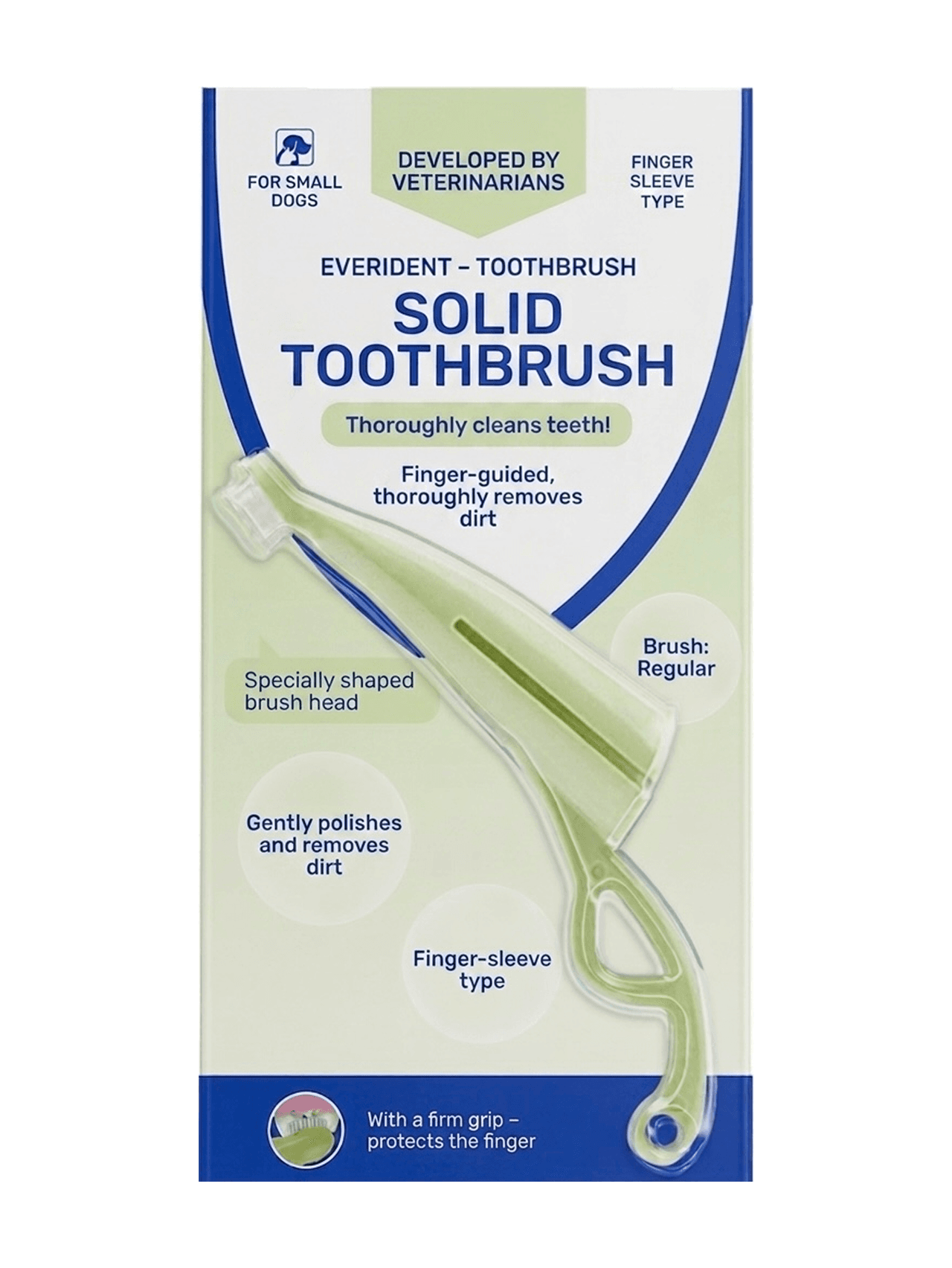 Anatomical Toothbrush to remove plaque. For dogs of small breeds, hard
