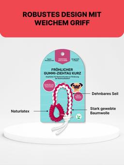 Dehnbare Leine für Hunde aus Naturlatex und Baumwolle mit zusätzlicher Funktion zum Zähneputzen. Kurz 7