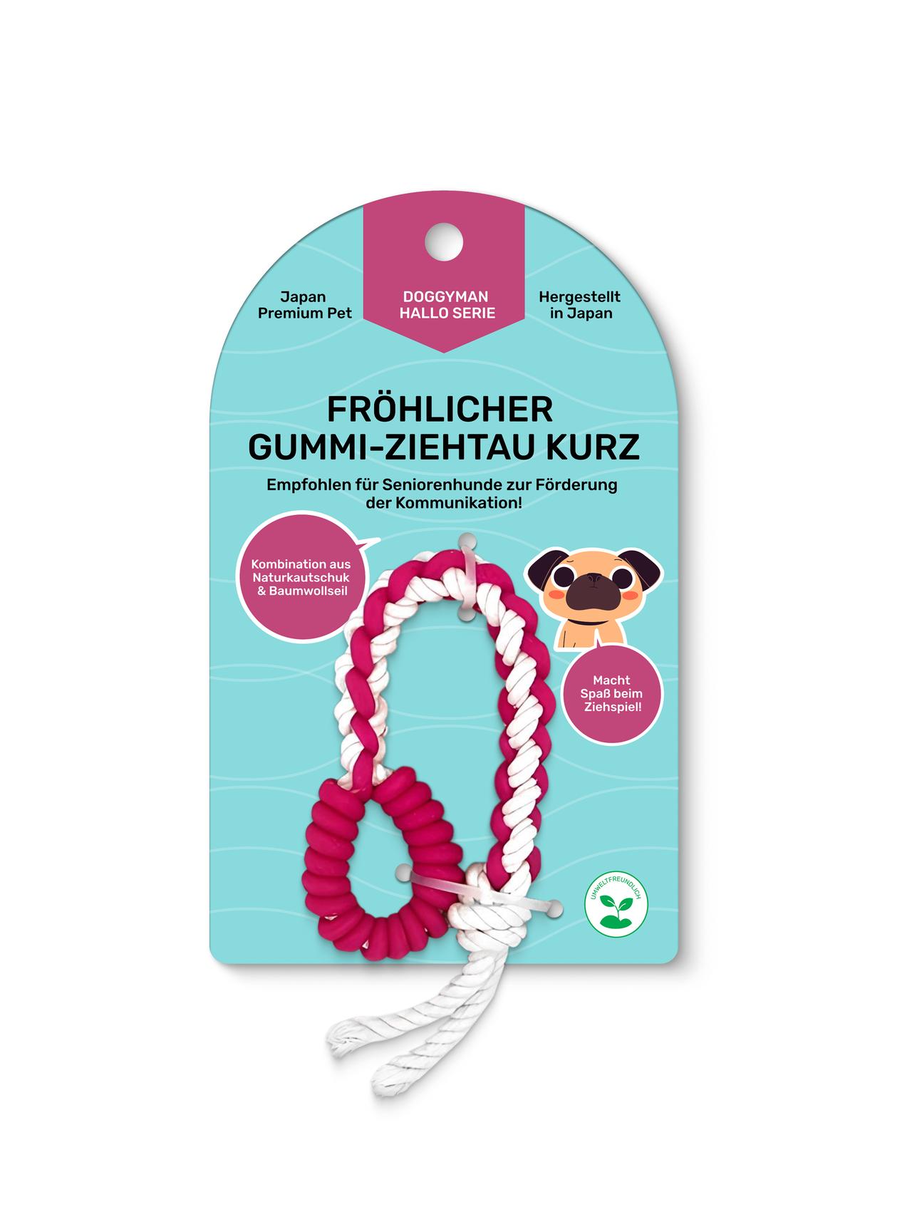 Dehnbare Leine für Hunde aus Naturlatex und Baumwolle mit zusätzlicher Funktion zum Zähneputzen. Kurz
