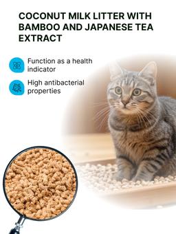 Arena para Gatos Leche de Coco con Extracto de Bambú – Arena Aglomerante Natural, Baja Emisión de Polvo, Control de Olores, 6 L 1