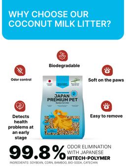 Arena para Gatos Leche de Coco con Extracto de Bambú – Arena Aglomerante Natural, Baja Emisión de Polvo, Control de Olores, 6 L 5