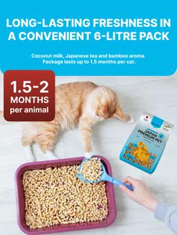 Arena para Gatos Leche de Coco con Extracto de Bambú – Arena Aglomerante Natural, Baja Emisión de Polvo, Control de Olores, 6 L 8