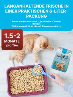 Katzenstreu Kokosmilch mit Bambusextrakt – Klumpende Katzenstreu, Staubarm, Geruchskontrolle, 6 l 4