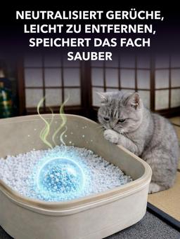 Zellulose-Polymer-Katzenstreu mit blauem Indikator, hypoallergen, antibakteriell, klumpt und spült in die Toilette. 7L / spülbarer Füllstoff 2